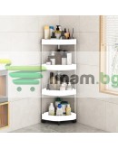 Ъглова етажерка с колелца за баня 4-етажна